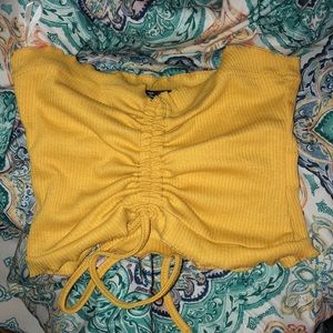 Yellow ruched front tube top